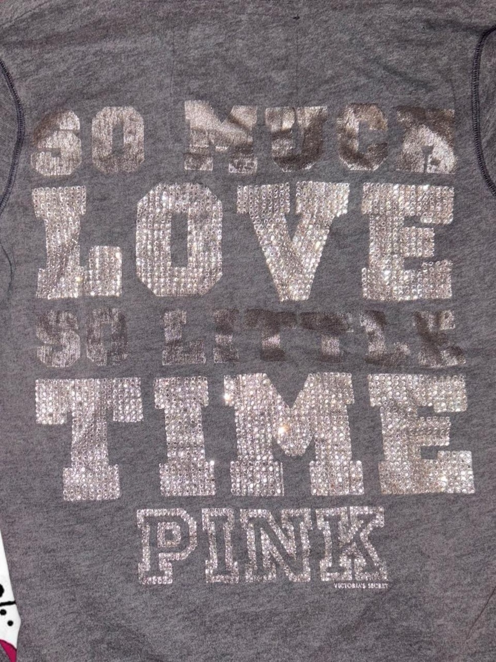 HTF vtg y2k victoria’s secret PINK bling slogan full-zip hoodie, sz xs 2009